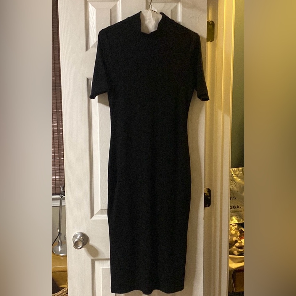 Marine Layer Lexi ribbed mock neck midi dress